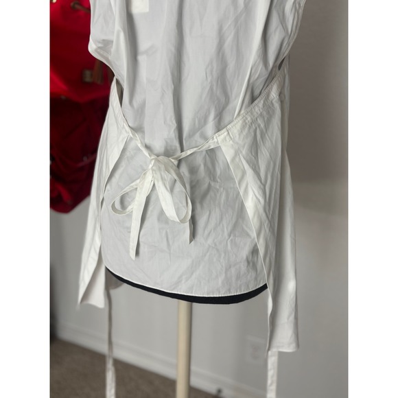 Helmut LangWhite Sleeveless Top Tunic Shirt Dress Tie Back Mandarin CollarPocket - Picture 8 of 16